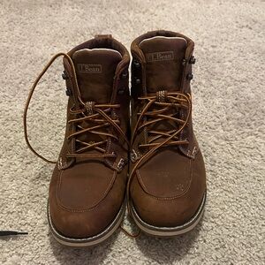 L.L. Bean Men's Brown Leather Lace-Up Work Boots